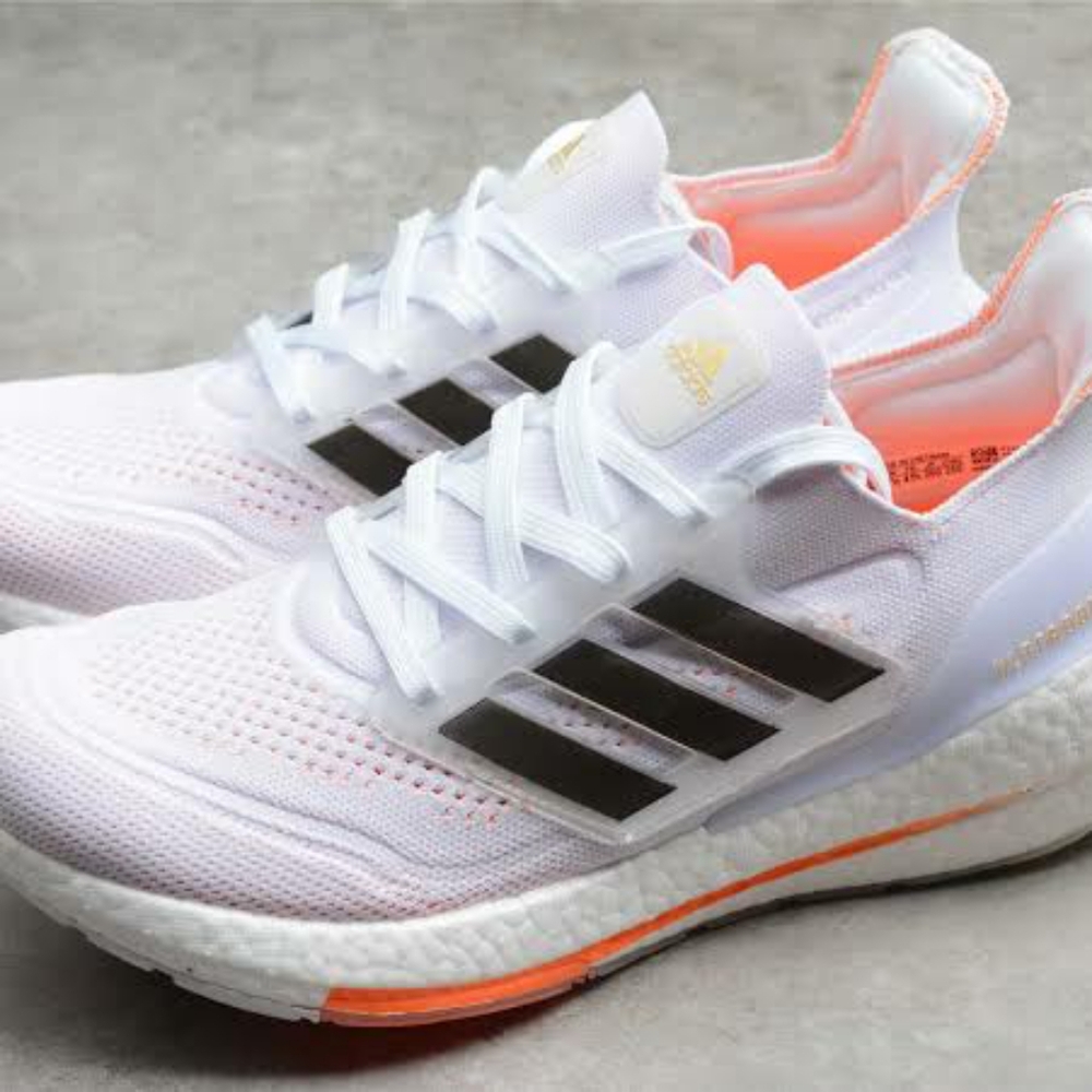 Adidas Women's White Running Shoes with Black Stripes